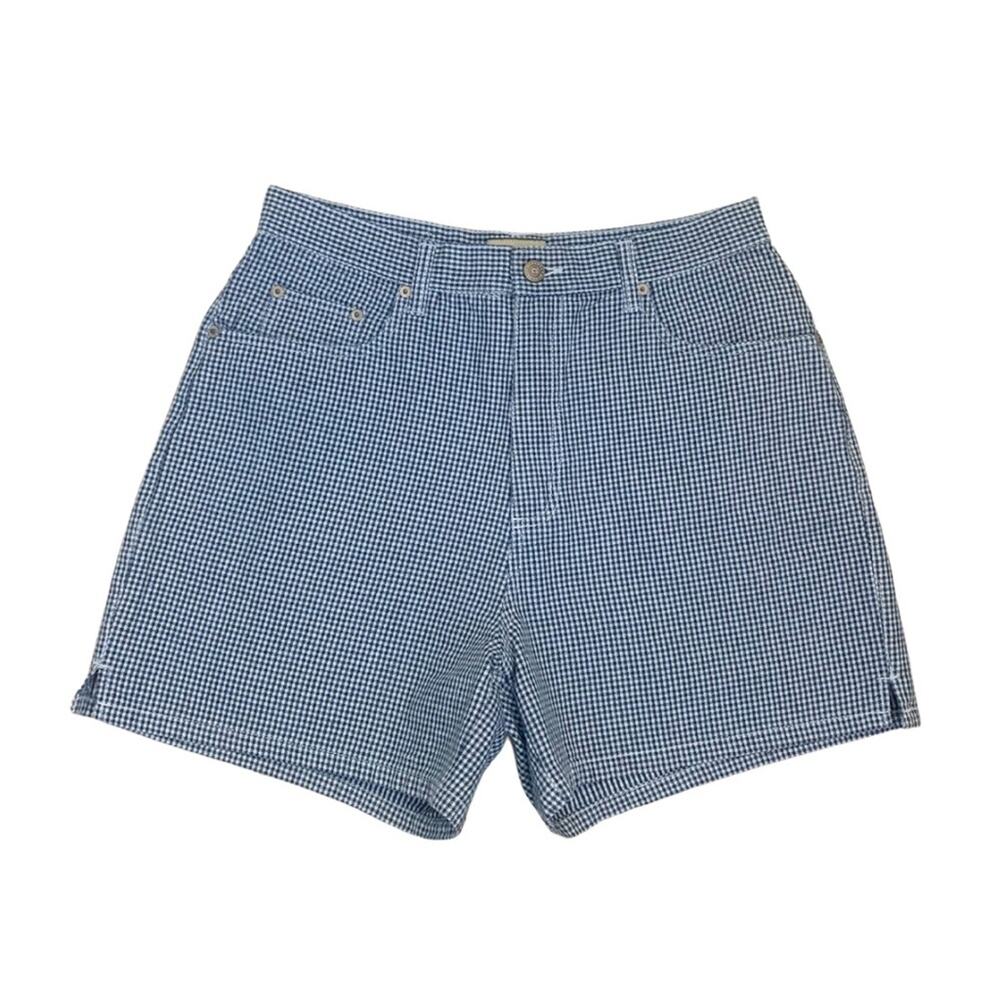 Vintage Gingham Blue White High Rise Mom Shorts 90s Size 10 Waist Generra Plaid